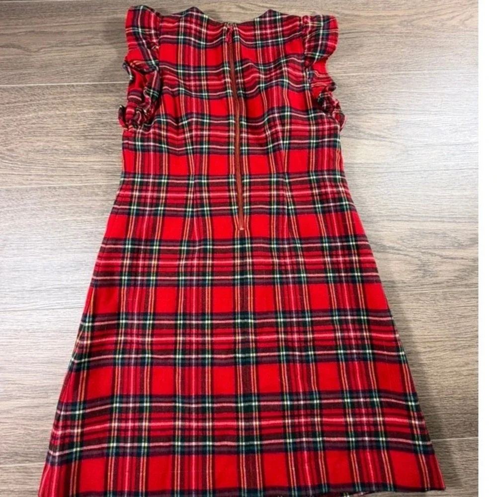 Vineyard Vines Girls Red Tartan Plaid Ruffle Shift Dress Size 12 Holiday Party